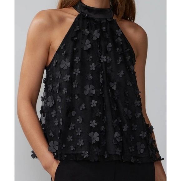 NWT New York & Company Sleeveless 3D Floral Halter Top - Picture 1 of 8
